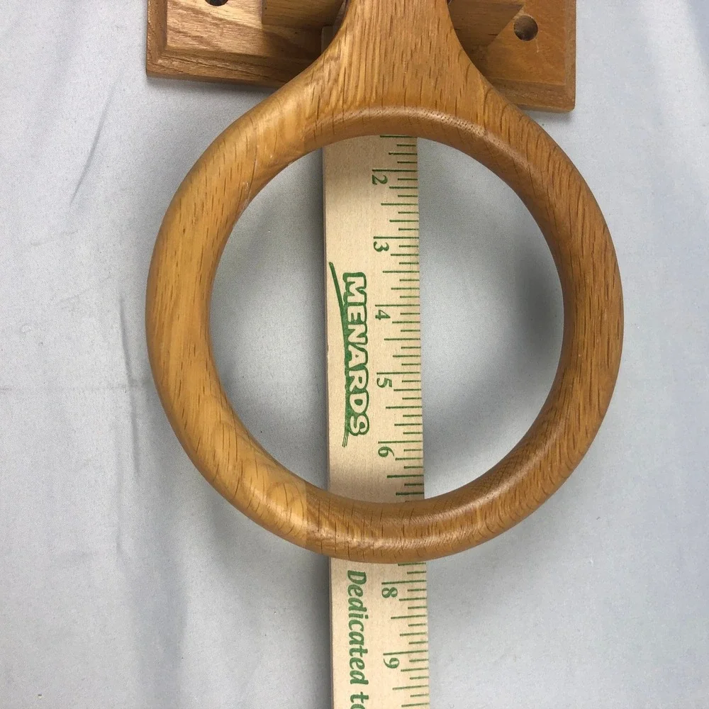 Vintage Oak Wood Towel Ring Holder Wall Mount Bathroom Kitchen Rustic
